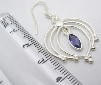 Cercei Argint 925 cu Iolit, 4.1 cm lungime