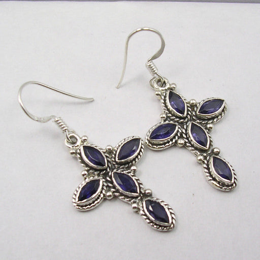 Cercei Argint 925 cu Iolit, 4.3 cm lungime