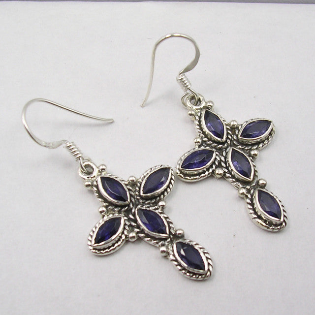 Cercei Argint 925 cu Iolit, 4.3 cm lungime