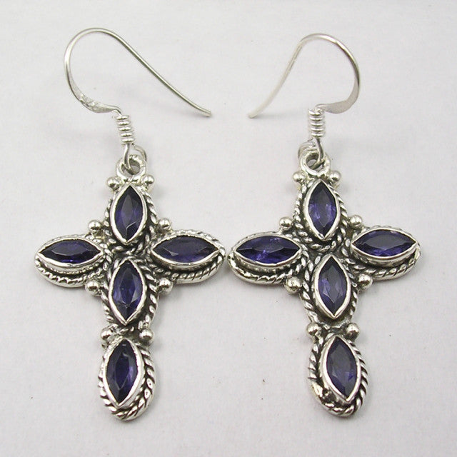 Cercei Argint 925 cu Iolit, 4.3 cm lungime