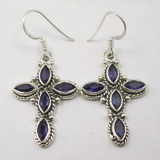 Cercei Argint 925 cu Iolit, 4.3 cm lungime