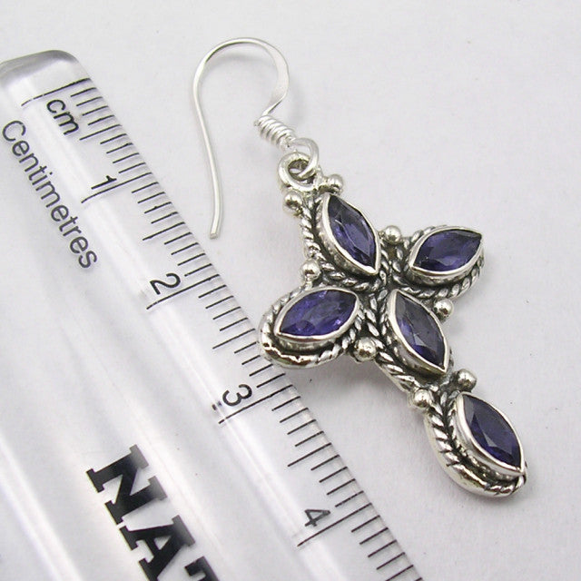 Cercei Argint 925 cu Iolit, 4.3 cm lungime