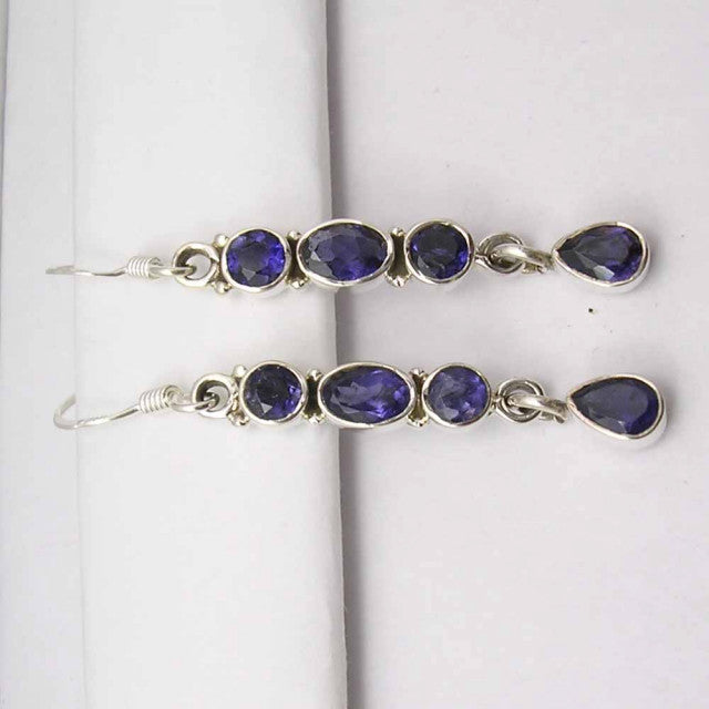 Cercei Argint 925 cu Iolit 4,7 cm lungime