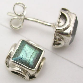 Cercei Argint 925 cu Labradorit, 0.7 cm lungime