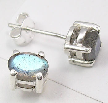 Cercei Argint 925 cu Labradorit, 0.7 cm lungime