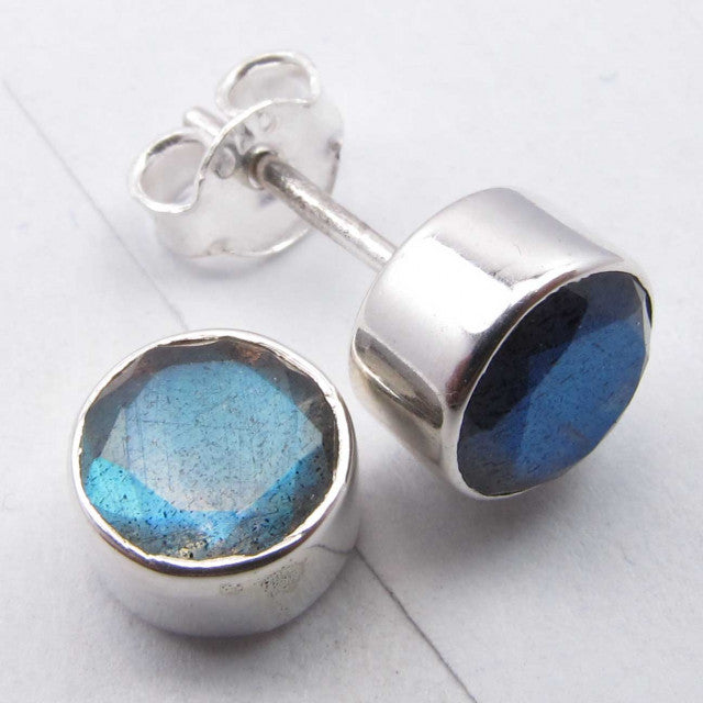 Cercei Argint 925 cu Labradorit, 0.8 cm lungime