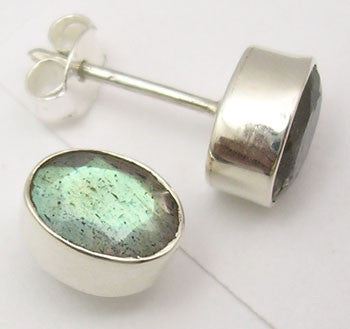 Cercei Argint 925 cu Labradorit, 0.9 cm lungime