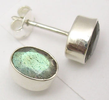 Cercei Argint 925 cu Labradorit, 0.9 cm lungime