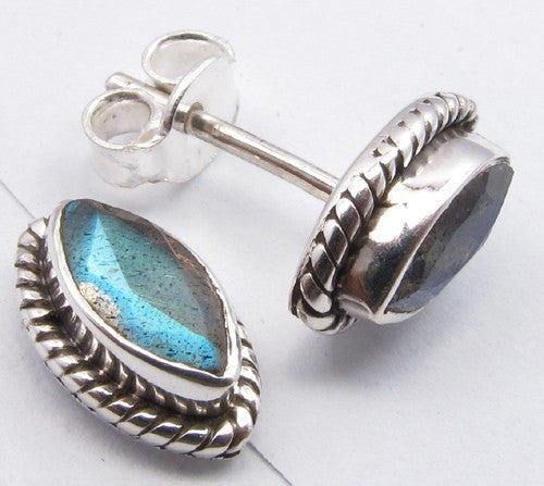 Cercei Argint 925 cu Labradorit, 1.1 cm lungime