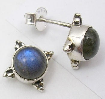 Cercei Argint 925 cu Labradorit, 1.2 cm lungime