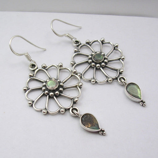 Cercei Argint 925 cu Labradorit, 3.5 cm lungime