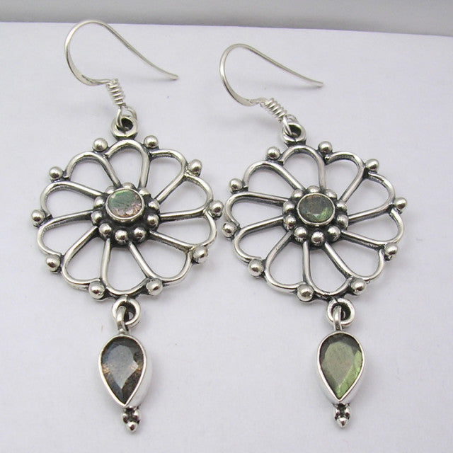 Cercei Argint 925 cu Labradorit, 3.5 cm lungime