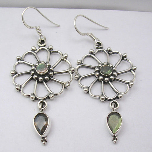 Cercei Argint 925 cu Labradorit, 3.5 cm lungime