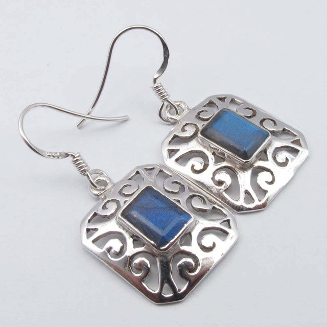 Cercei Argint 925 cu Labradorit 3,5 cm lungime