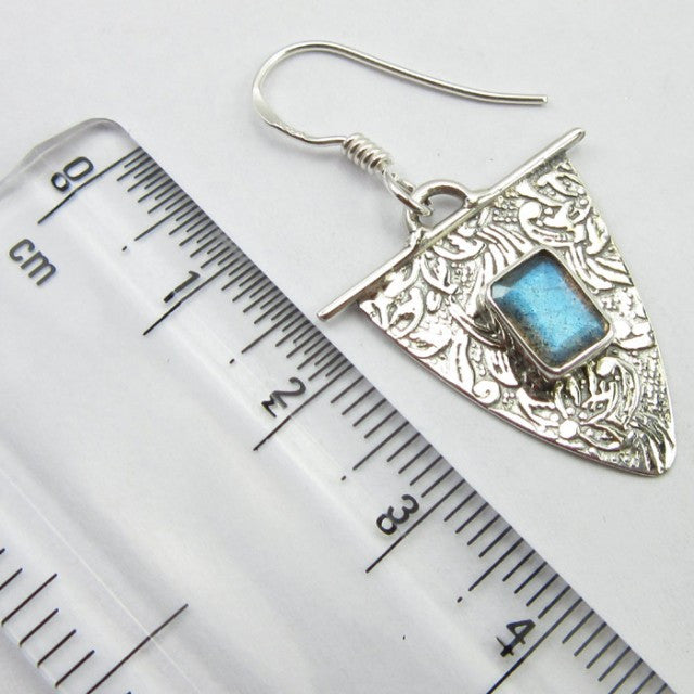 Cercei Argint 925 cu Labradorit 3.7 cm lungime