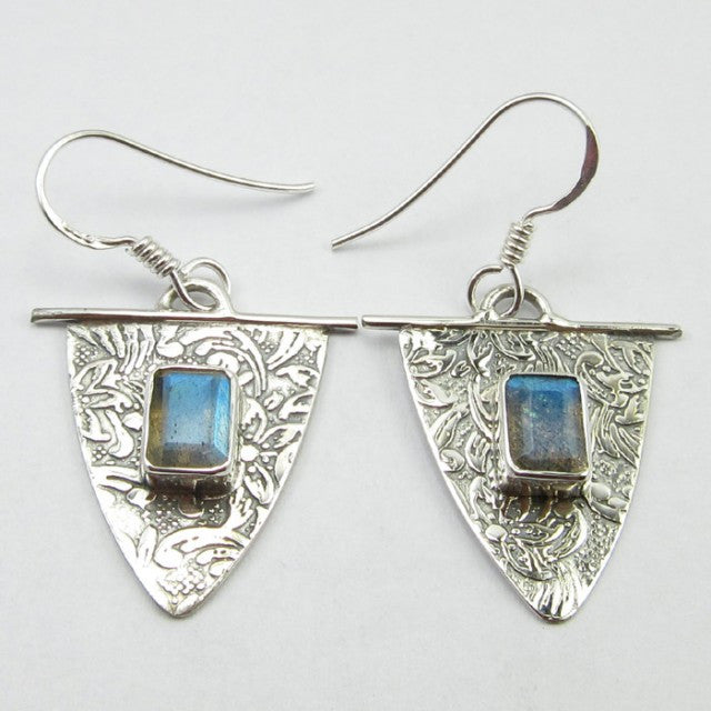 Cercei Argint 925 cu Labradorit 3.7 cm lungime