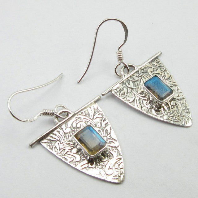 Cercei Argint 925 cu Labradorit 3.7 cm lungime