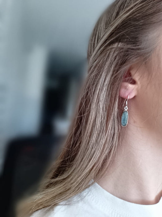 Cercei Argint 925 cu Labradorit, 3.7 cm lungime