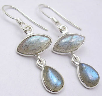 Cercei Argint 925 cu Labradorit, 3,8 cm lungime