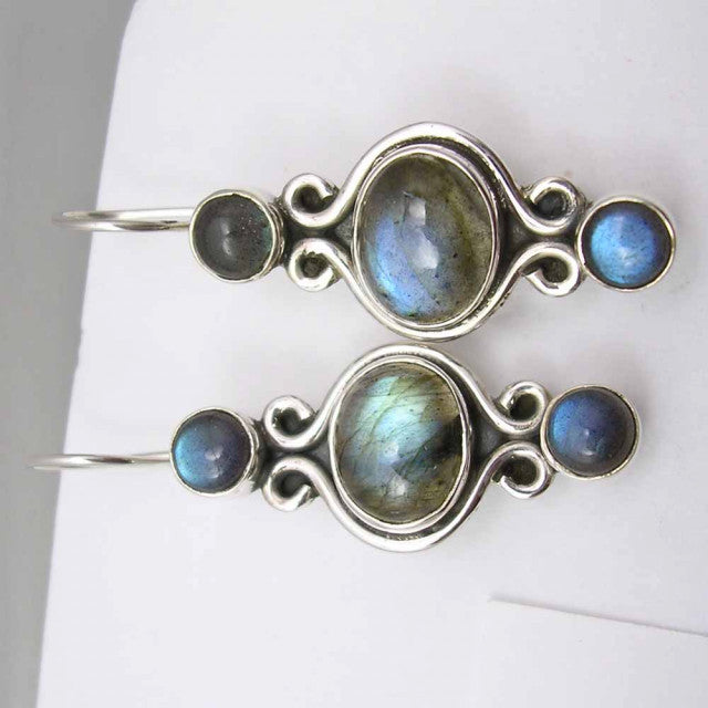 Cercei Argint 925 cu Labradorit, 3,8 cm lungime