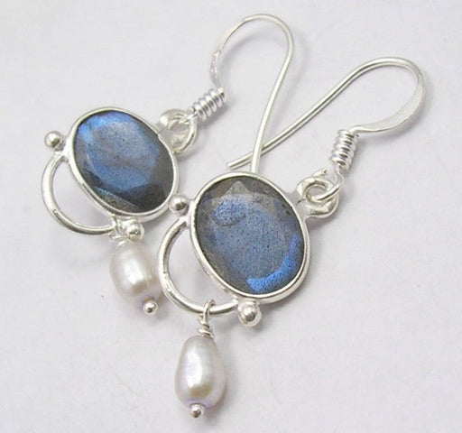 Cercei Argint 925 cu Labradorit, 3.9 cm lungime