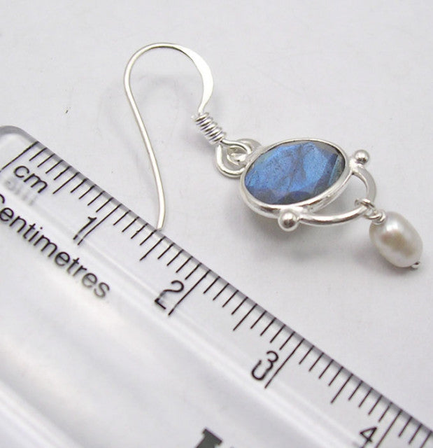 Cercei Argint 925 cu Labradorit, 3.9 cm lungime