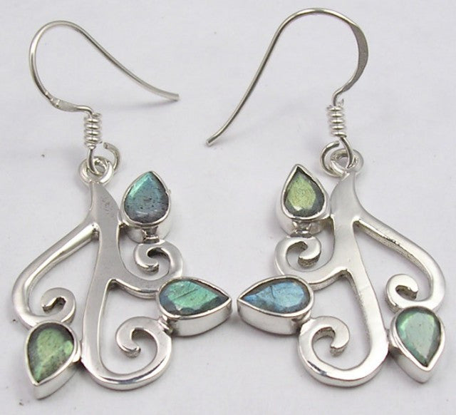 Cercei Argint 925 cu Labradorit, 4,1 cm lungime