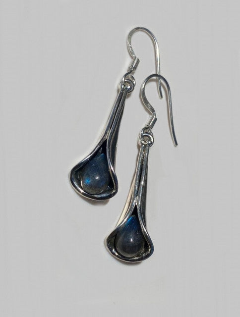 Cercei Argint 925 cu Labradorit 4.2 cm lungime