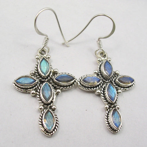 Cercei Argint 925 cu Labradorit, 4.3 cm lungime