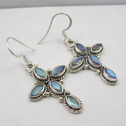 Cercei Argint 925 cu Labradorit, 4.3 cm lungime