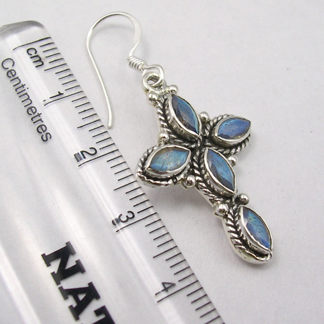 Cercei Argint 925 cu Labradorit, 4.3 cm lungime