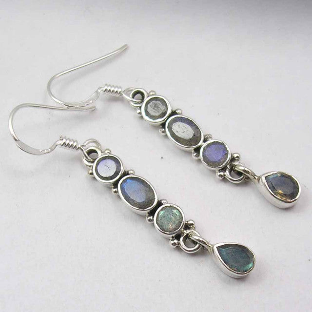 Cercei Argint 925 cu Labradorit , 4.7 cm lungime