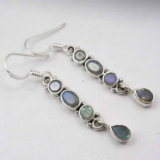 Cercei Argint 925 cu Labradorit , 4.7 cm lungime