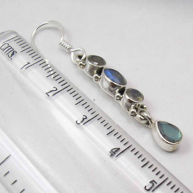 Cercei Argint 925 cu Labradorit , 4.7 cm lungime