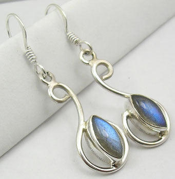 Cercei Argint 925 cu Labradorit, 4 cm lungime