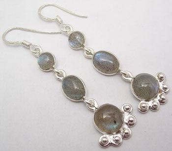 Cercei Argint 925 cu Labradorit, 5.5 cm lungime