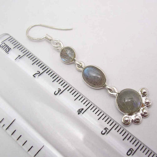 Cercei Argint 925 cu Labradorit, 5.5 cm lungime