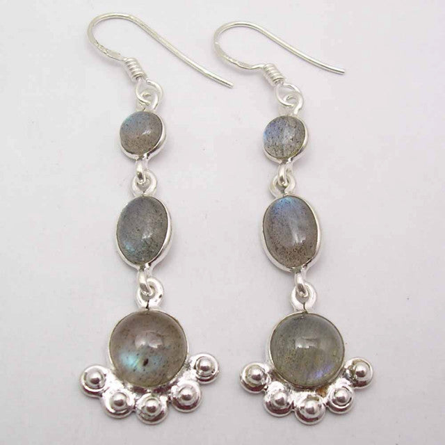 Cercei Argint 925 cu Labradorit, 5.5 cm lungime