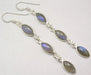 Cercei Argint 925 cu Labradorite, 6.6 cm lungime