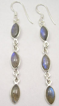 Cercei Argint 925 cu Labradorite, 6.6 cm lungime