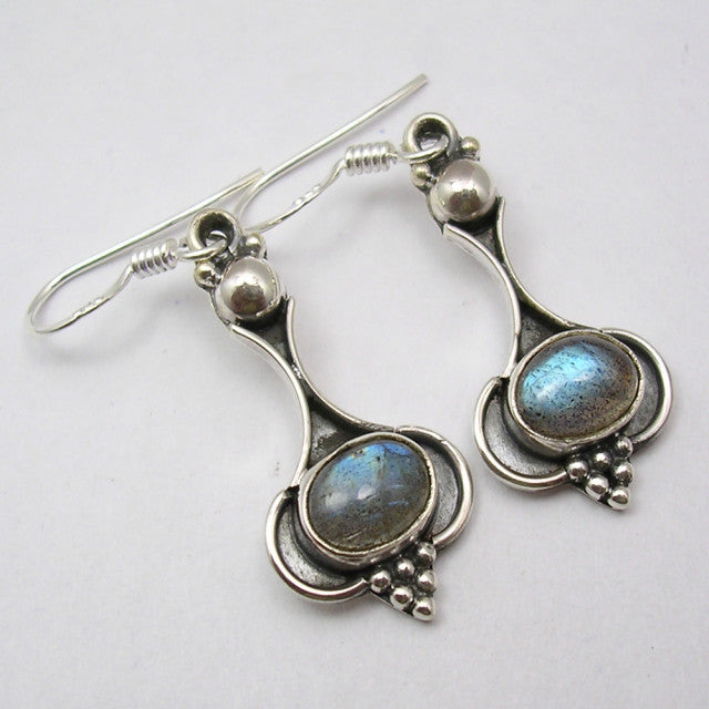 Cercei Argint 925 cu Labradoritt, 4.2 cm lungime