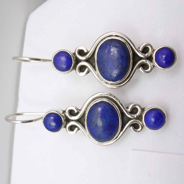 Cercei Argint 925 cu Lapis Lazuli, 3,8 cm lungime