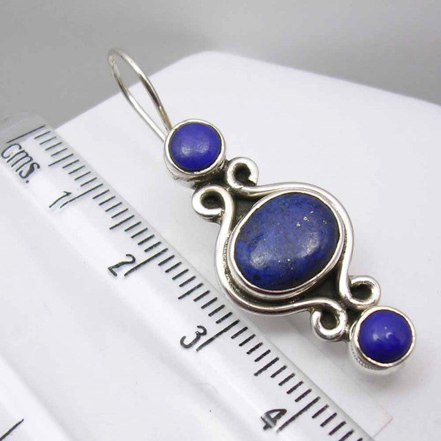 Cercei Argint 925 cu Lapis Lazuli, 3,8 cm lungime
