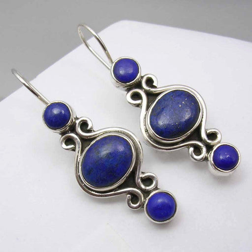 Cercei Argint 925 cu Lapis Lazuli, 3,8 cm lungime