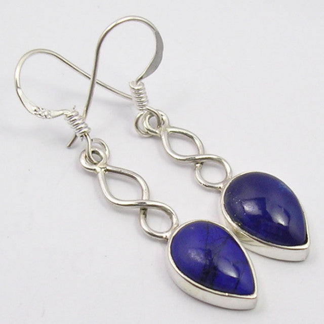 Cercei Argint 925 cu Lapis Lazuli, 4.1 cm lungime