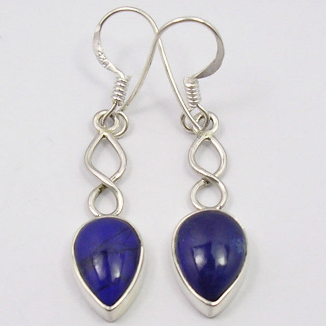 Cercei Argint 925 cu Lapis Lazuli, 4.1 cm lungime