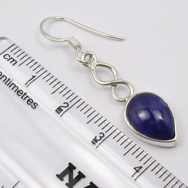 Cercei Argint 925 cu Lapis Lazuli, 4.1 cm lungime