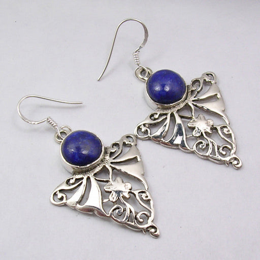 Cercei Argint 925 cu Lapis Lazuli, 5.1 cm lungime