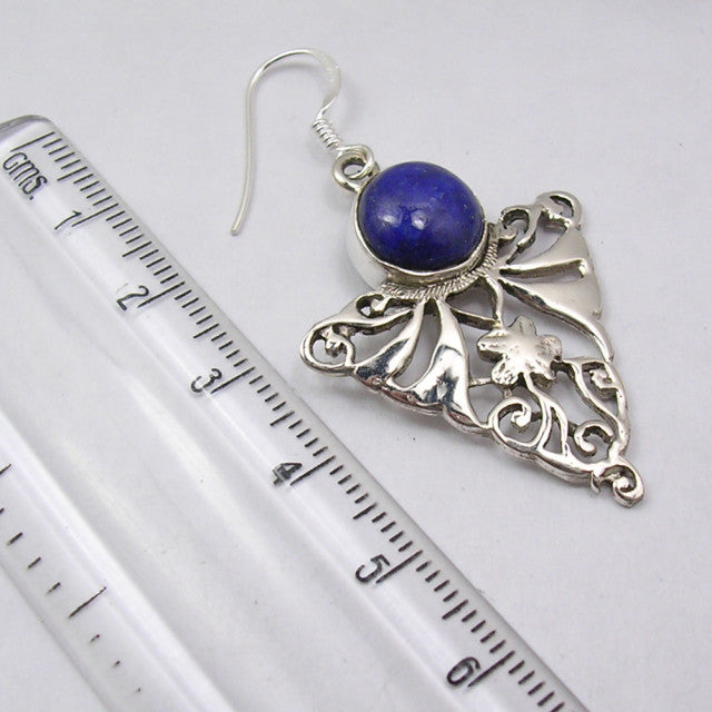 Cercei Argint 925 cu Lapis Lazuli, 5.1 cm lungime