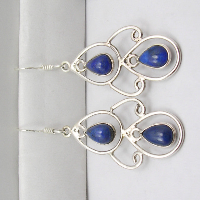 Cercei Argint 925 cu Lapis Lazuli, 5.2 cm lungime